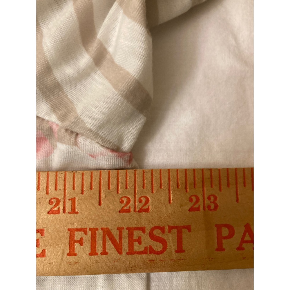 Alfred Dunner Women's M Beige Stripe Floral Print Rhinestone Lace Top - Picture 7 of 10